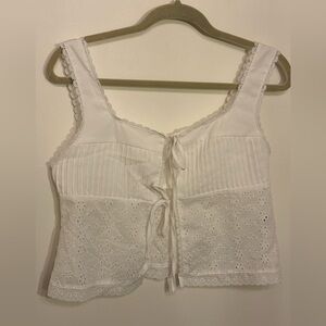 Adorable tie up top. White.